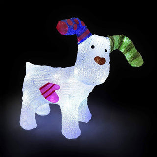 Neo LED Snowdog Christmas Decoration 24 Ice White Lights The Snowman & The Snowdog Battery Powered Indoor Outdoor Festive Light Display Ornament Design (31cm)