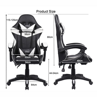 Neo Grey/Black Leather Gaming Chair with Footrest