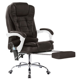Neo Brown Faux Leather Executive Office Chair with Massage Function & Footrest