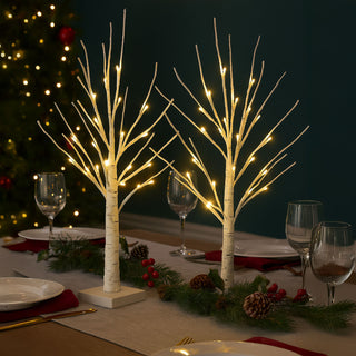 Neo Set of 2 LED Pre Lit Twig Tree Lights 60cm Birch Tree Lamp Warm White Lights Battery Operated Decorative Centrepiece Flexible Branches Christmas Wedding Bedroom Home Decor