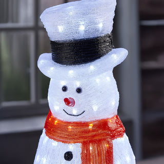 Neo 70cm Acrylic Light Up Snowman Outdoor Festive Christmas Garden Porch Decoration Display Warm White Bright LEDs Illuminated Weatherproof
