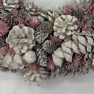 Neo Luxury 50cm Extra Large Frosted Pink Flowers Wreath