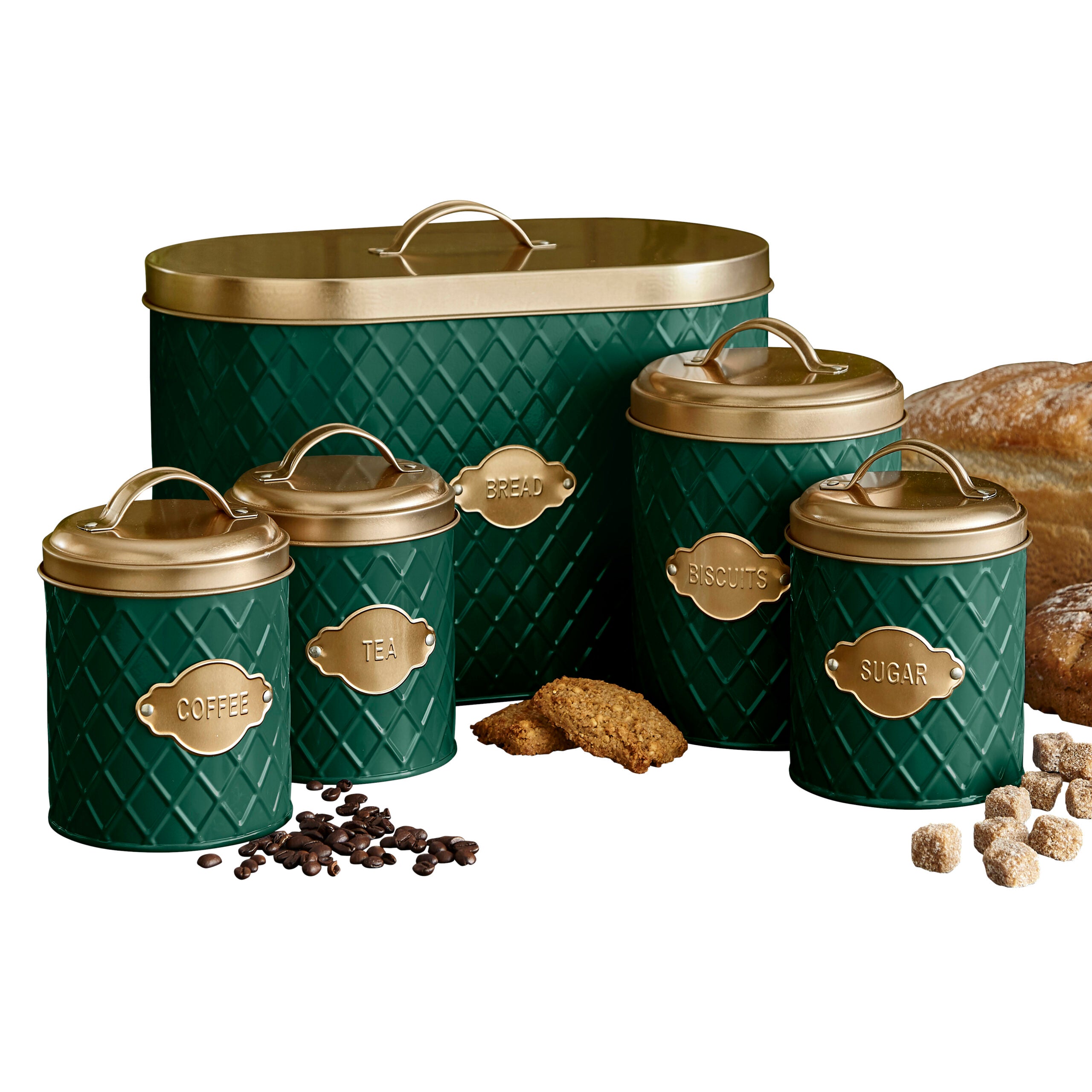 Neo Emerald Green Embossed Piece Kitchen Canister Set – Neo Direct