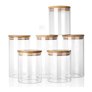 Neo Set of 6 Clear High Borosilicate Glass Storage Jars