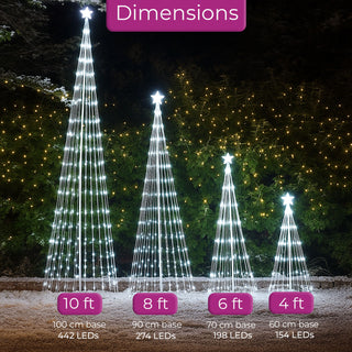 Neo 10ft White Waterfall LED Outdoor Christmas Tree Light Cascading Star Tree with 5m Lead Multi Function Modes Garden & Patio