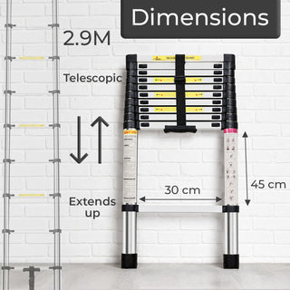 Neo 2.9M Extendable Steel Foldable Telescopic Ladder
