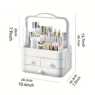Neo White Acrylic Makeup Storage Organiser with Lid & Drawers