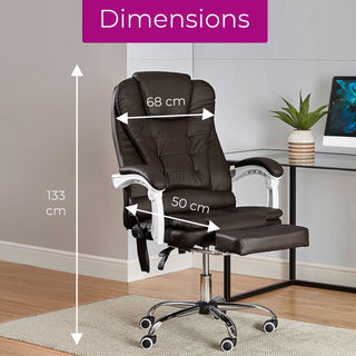 Neo Office Chair Brown Faux Leather with Massage Function & Footrest
