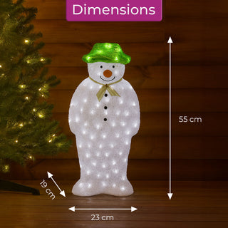 Neo 100 White LED Snowman Figure 55cm Light Up Lights Static Acrylic Christmas Festive Decoration Display for Indoors & Outdoors Ornament Garden Home