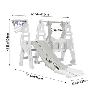 Neo 4-in-1 White Kids Playset Toddler Slide, Swing, Stairs and Hoop