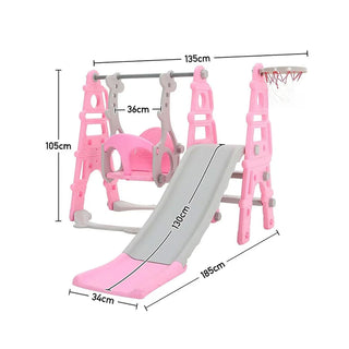 Neo 4-in-1 Pink Kids Playset Toddler Slide, Swing, Stairs and Hoop