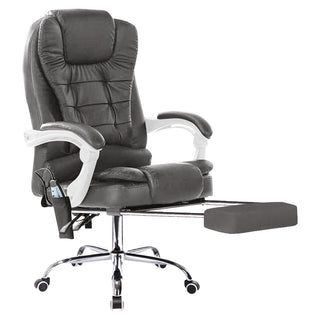 Neo Direct Dark Grey Faux Leather Office Chair With Footrest & Massage