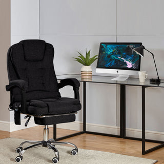 Neo Direct Black Fabric Office Recliner Chair With Footrest & Massage Function