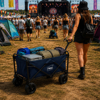 Neo Navy Folding Wagon Garden Cart 140L 120kg