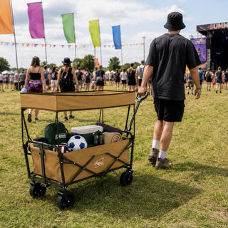 Neo Folding Wagon Canopy Garden Cart 110L 120kg - Khaki