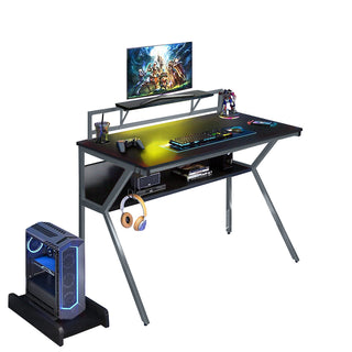 Neo Grey Ergonomic 2 Tier Computer Gaming Office Desk