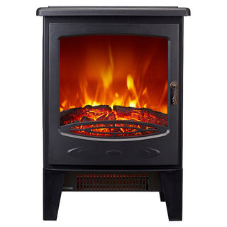 Neo Glass Window Electric Fire With Flame Effect - Black