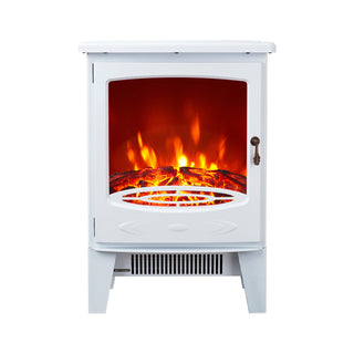Neo Glass Window Electric Fire With Flame Effect - White