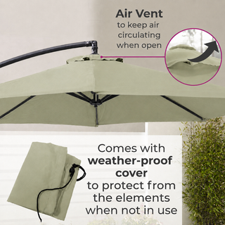 Neo Green Outdoor Freestanding Parasol with Led Lights 3 Metre