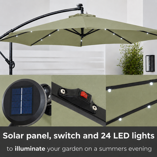 Neo Green Outdoor Freestanding Parasol with Led Lights 3 Metre
