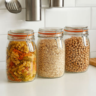 Neo 1L Pack of 3 Canisters with Airtight Silicone Seal Lids