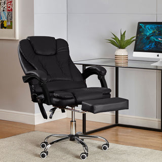 Neo Black Faux Leather Office Chair With Footrest & Massage Function