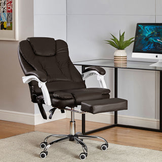 Neo Brown Faux Leather Executive Office Chair with Massage Function & Footrest