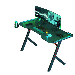 Neo Gaming Desk LED Desk with Cup Holder and Headphone Hook Cable Management