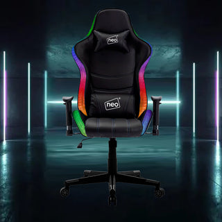 Neo Black Leather Gaming Chair with LED Lights