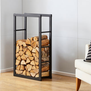 Neo Wide Indoor Black Firewood Log Rack