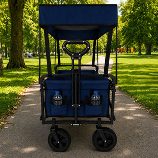 Neo Folding Wagon Canopy Garden Cart 110L 120kg - Navy