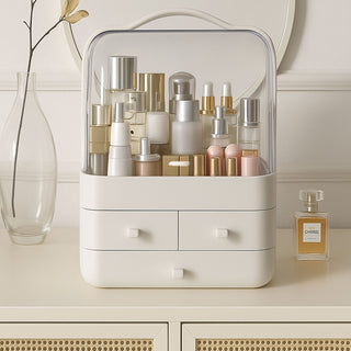 Neo White Acrylic Makeup Storage Organiser with Lid & Drawers