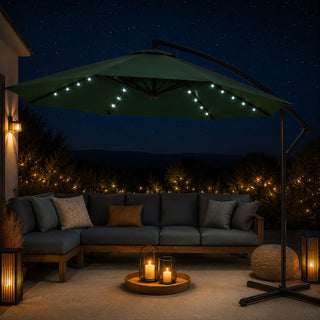 Neo Green Outdoor Freestanding Parasol with Led Lights 3 Metre