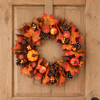 Neo Autumn Door Wall Wreath Pumpkins Berries 50 cm