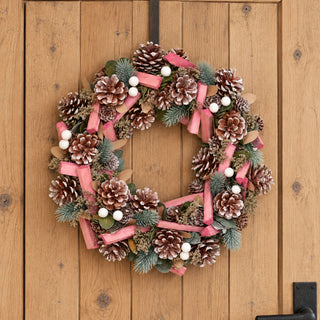 Neo Christmas Frosted White Pink Berries Wreath