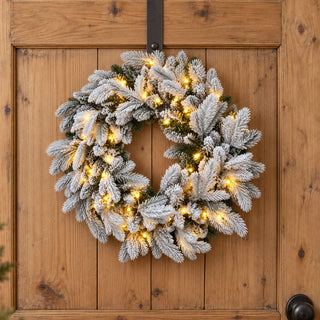 Neo Pre Lit LED Snow Flocked Festive Christmas Wreath