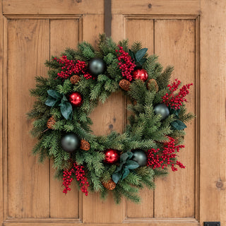 Neo Luxury Artificial Christmas Wreath Red Berries Baubles