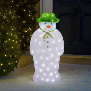 Neo 100 White LED Snowman Figure 55cm Light Up Lights Static Acrylic Christmas Festive Decoration Display for Indoors & Outdoors Ornament Garden Home