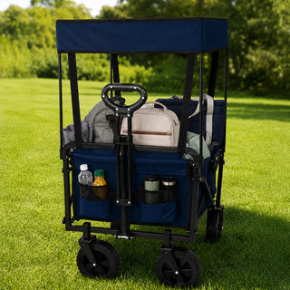 Neo Folding Wagon Canopy Garden Cart 110L 120kg - Navy