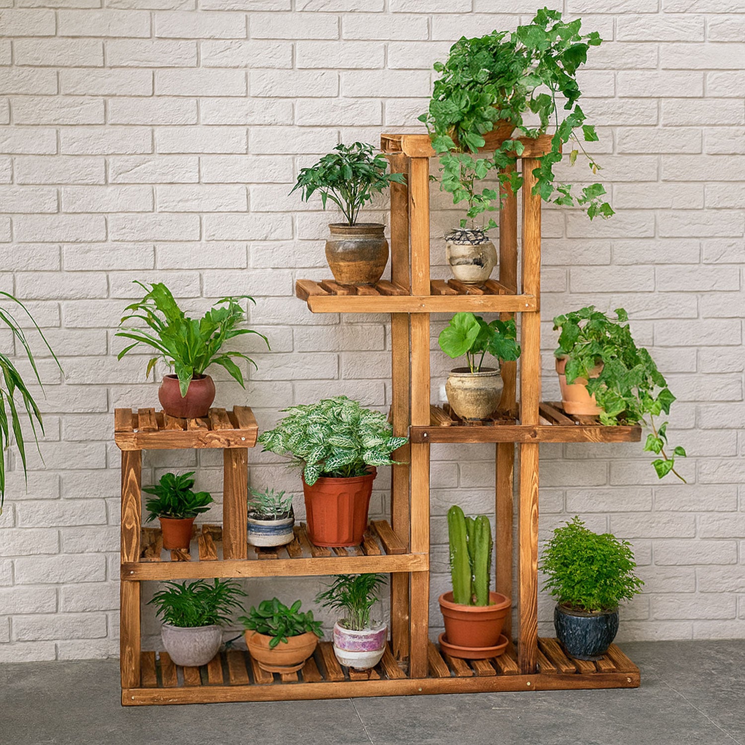 plant wooden rack Neo 6 Tier Wooden Indoor Outdoor Shelf Plant Stand Display Rack – Neo Direct
