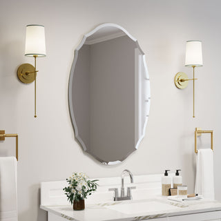 Neo Ellipse Frameless Wall Mirror 60x40cm Frameless Bevelled Edge for Modern Home Décor Oval Design Bathroom Living Room Bedroom Bathroom Hallway Easy Mounting