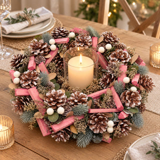 Neo Christmas Frosted White Pink Berries Wreath