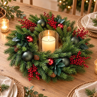Neo Luxury Artificial Christmas Wreath Red Berries Baubles