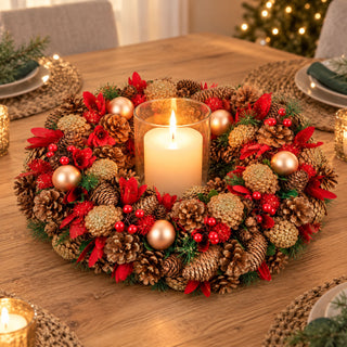 Neo 50cm Christmas Berries Baubles Pine Cone Wreath