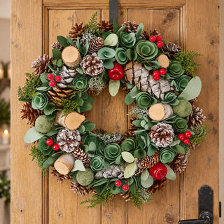 Neo 50cm Christmas Woodland Wreath Front Door