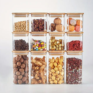 Neo Set of 12 Square Glass Storage Jars