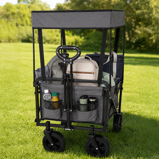 Neo Folding Wagon Canopy Garden Cart 110L 120kg - Grey