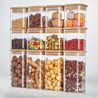 Neo Set of 12 Square Glass Storage Jars