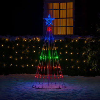 Neo 4ft White Waterfall LED Outdoor Christmas Tree Light Cascading Star Tree with 5m Lead Multi Function Modes Garden & Patio