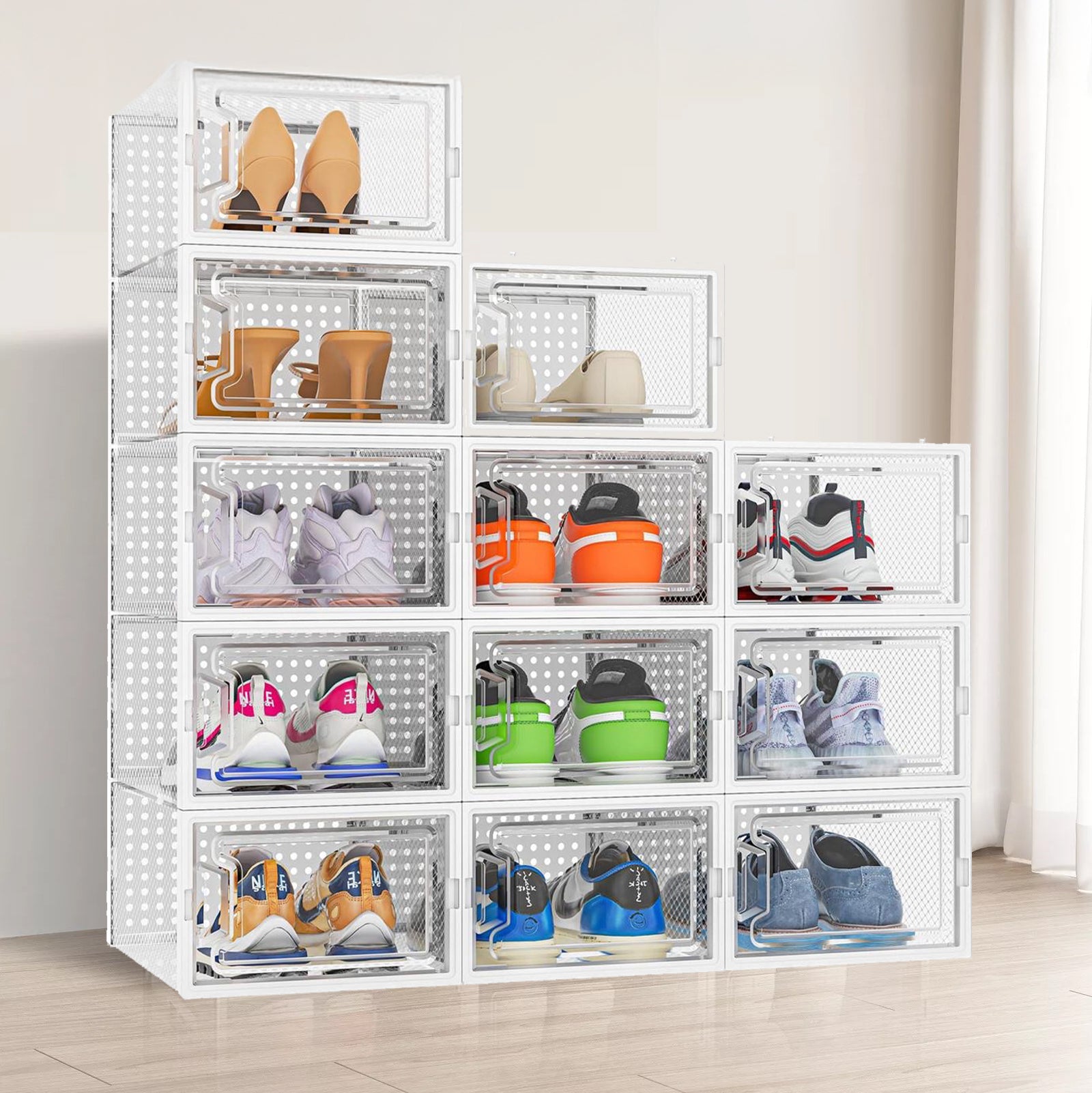 Organizer Clear Shoe Holder Transparent Shoe Organiser Lidded